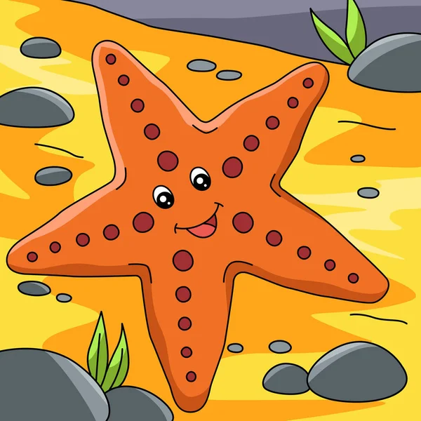 Mořská hvězda karikatura barevné ilustrace — Stockový vektor