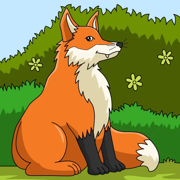 Fox Cartoon Colored Clipart Illustration — 스톡 벡터