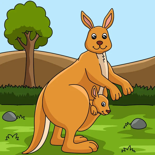 Kangaroo kreskówki kolorowe zwierzę ilustracji — Wektor stockowy