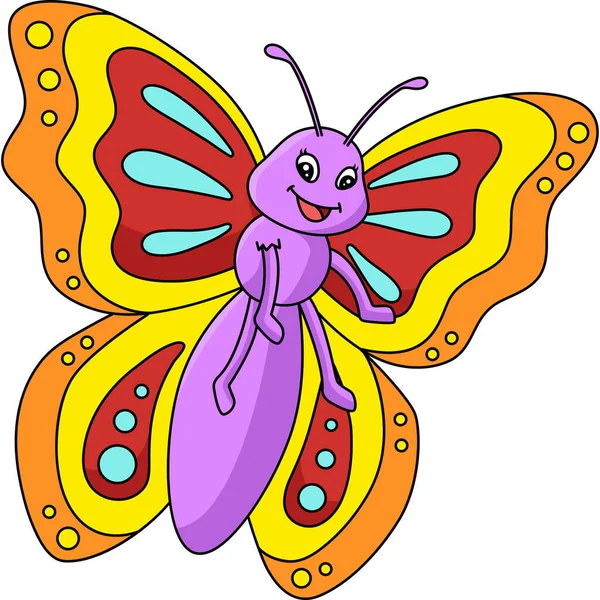 Motyl kreskówki kolorowe Clipart Ilustracja — Wektor stockowy