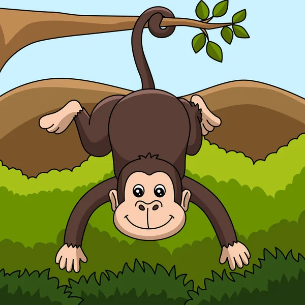 Monkey Cartoon Gekleurde Dieren Illustratie — Stockvector