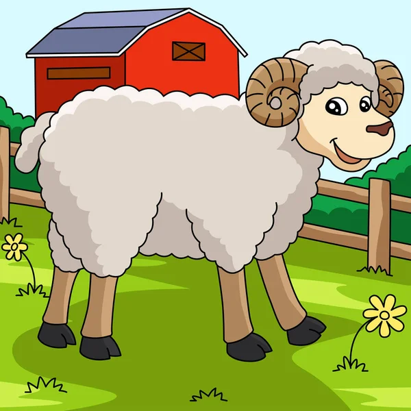 羊漫画カラー動物イラスト — ストックベクタ