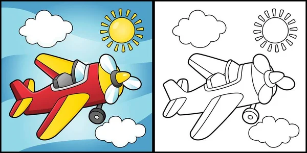 Coloriage de l'avion hélice Illustration du véhicule — Image vectorielle