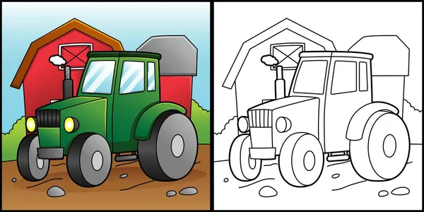 Coloriage du tracteur Illustration du véhicule — Image vectorielle