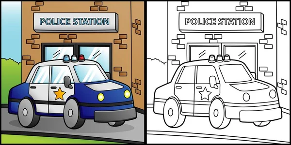 Coloriage de voiture de police Illustration de véhicule — Image vectorielle