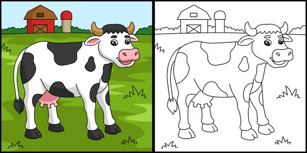 Coloriage de la vache Illustration colorée — Image vectorielle