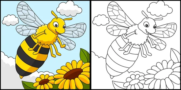 Pszczoła kolorowanki kolorowe ilustracji — Wektor stockowy