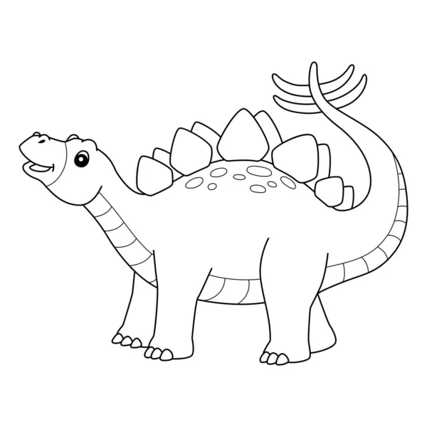 Stegosaurus Colorare Isolato Pagina per Bambini — Vettoriale Stock