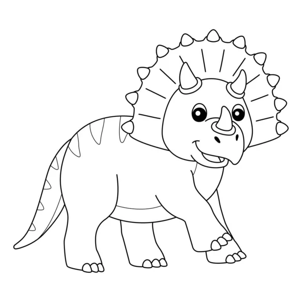 Página aislada para colorear Triceratops para niños — Vector de stock
