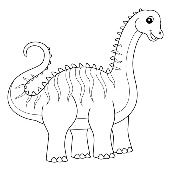 Page isolée de coloration de diplodocus pour des enfants — Image vectorielle