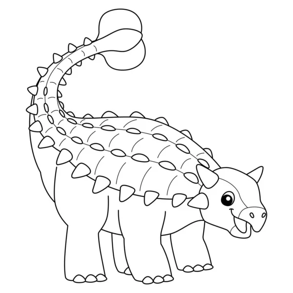 子供のためのAnkylosaurus Coloring Isolated Page — ストックベクタ