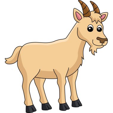 Keçi Çizgi Filmi Renkli Clipart İllüstrasyonu