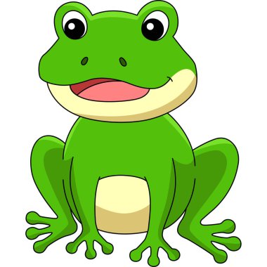 Kurbağa Çizgi Filmi Renkli Clipart İllüstrasyonu