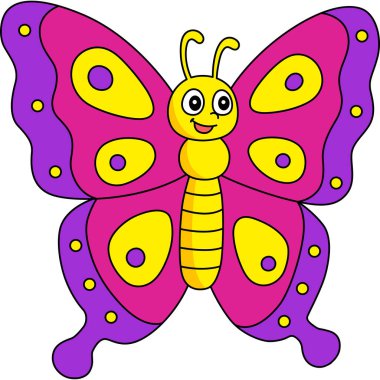 Kelebek Çizgi Filmi Renkli Clipart İllüstrasyonu