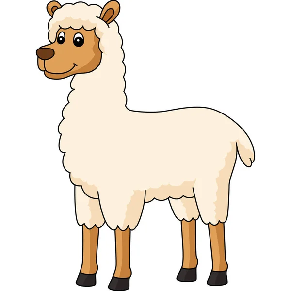 Llama Cartoon Gekleurde Clipart Illustratie — Stockvector