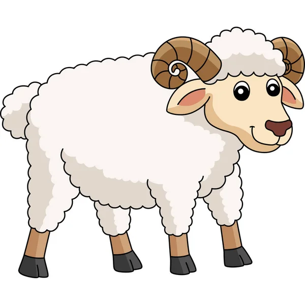 羊の漫画カラークリップイラスト — ストックベクタ