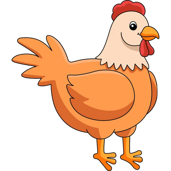 Chicken Cartoon kolorowe Clipart Ilustracja — Wektor stockowy