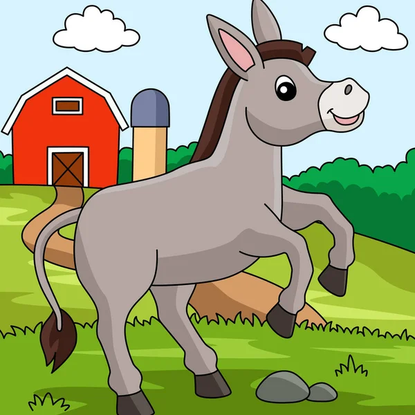 Ilustração animal colorida dos desenhos animados do burro — Vetor de Stock
