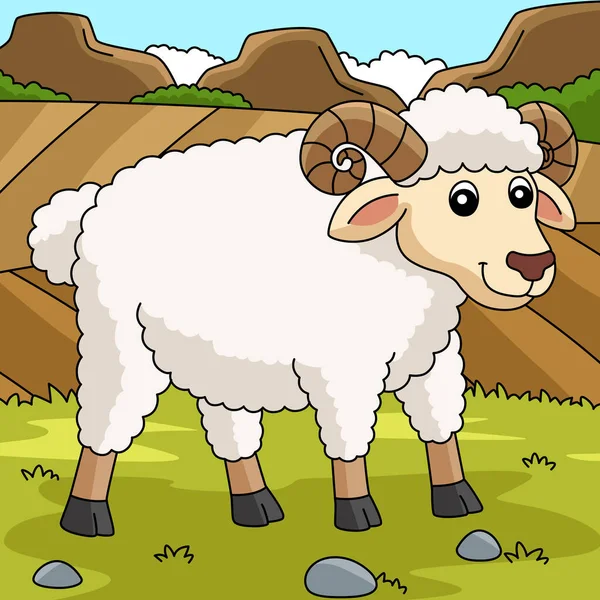 羊卡通彩绘动物图解 — 图库矢量图片