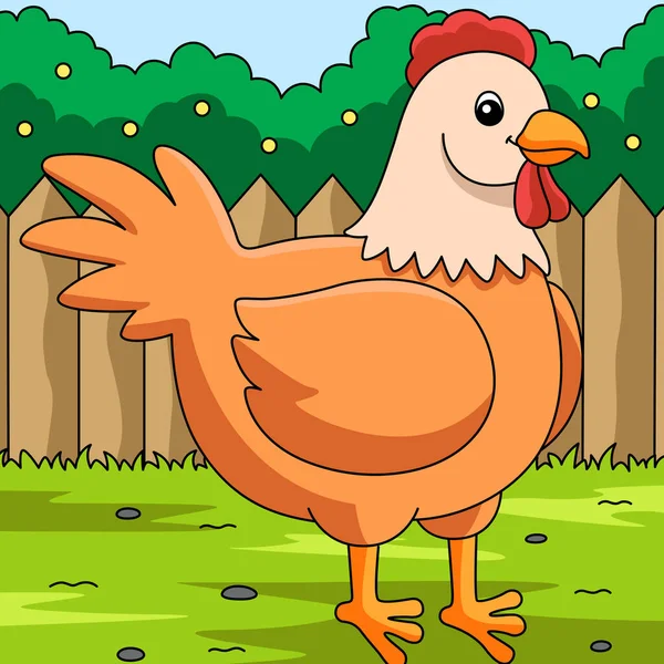Κινούμενο σχέδιο κοτόπουλο Χρωματιστά εικονογράφηση των ζώων — Διανυσματικό Αρχείο