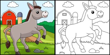 Eşek Boyama Sayfası Renkli Çizim