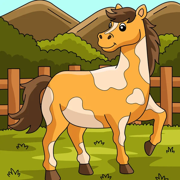 Illustrazione animale colorato cartone animato cavallo — Vettoriale Stock