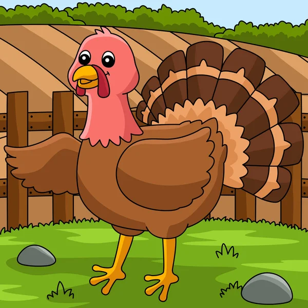 Turkey Cartoon Colored Animal Illustration — стоковий вектор