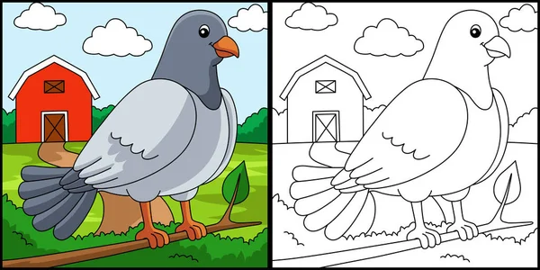 Illustrazione colorata della pagina di colorazione del piccione — Vettoriale Stock