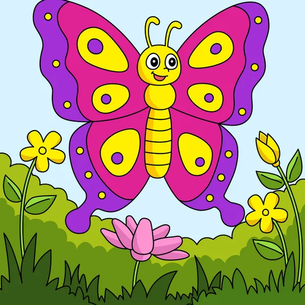 Schmetterling Karikatur farbige Animal Illustration — Stockvektor