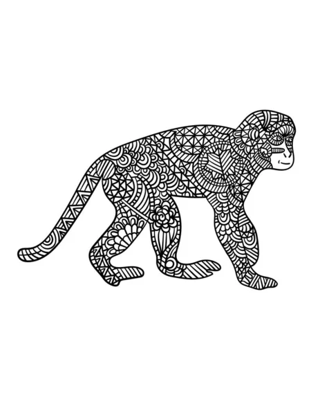 Coloriages Mandala Chimpanzé pour adultes — Image vectorielle