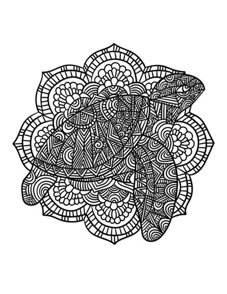 Halaman Pewarnaan Mandala Kura-kura untuk Dewasa - Stok Vektor