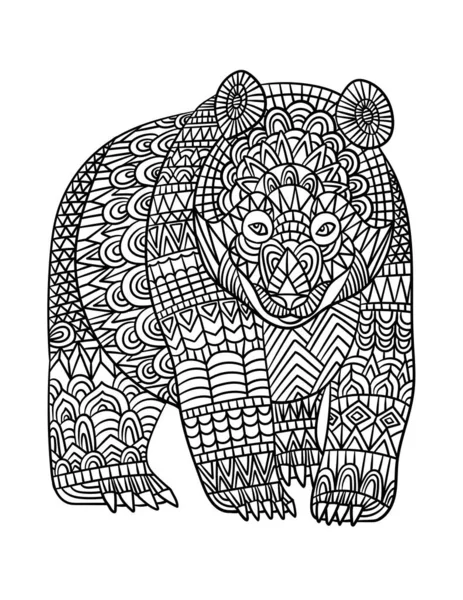 Páginas para colorear Bear Mandala para adultos — Archivo Imágenes Vectoriales