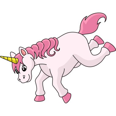 Düşen Tekboynuz Çizgi Filmi Renkli Clipart