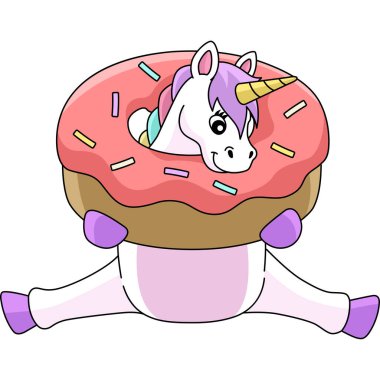 Oturan Tekboynuz Bir Donut Çizgifilminde Sıkıştı 