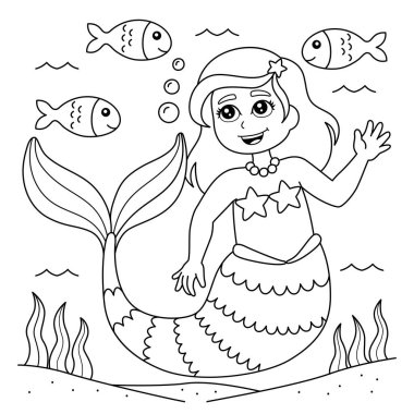 Çocuklar için Denizkızı Renklendirme Sayfası