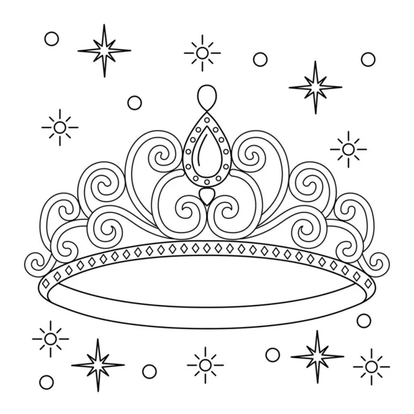 Princess Crown Coloring Page untuk Anak-anak - Stok Vektor