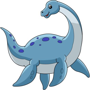 Plesiosaurus Dinozor Çizgi Filmi Renkli Clipart