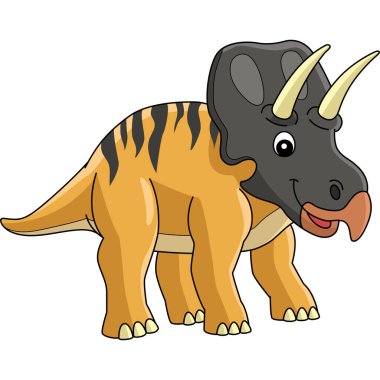Zuniceratops Dinozor Çizgi Filmi Renkli Clipart