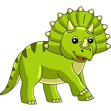 Triceratops Dinozor Çizgi Filmi Renkli Clipart