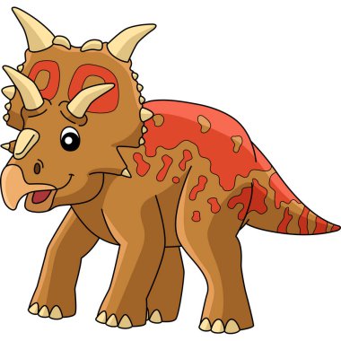 Xenoceratops Dinozor Çizgi Filmi Renkli Clipart