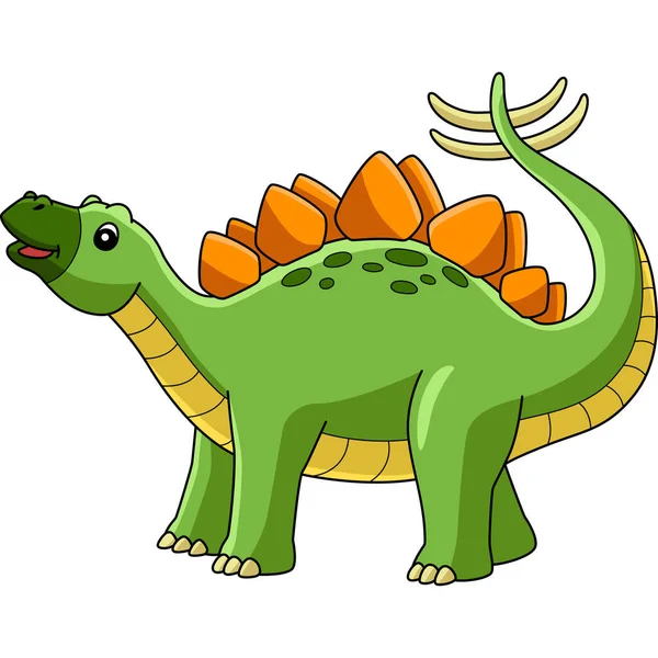 Stegosaurus dinozaur kreskówki kolorowe Clipart — Wektor stockowy