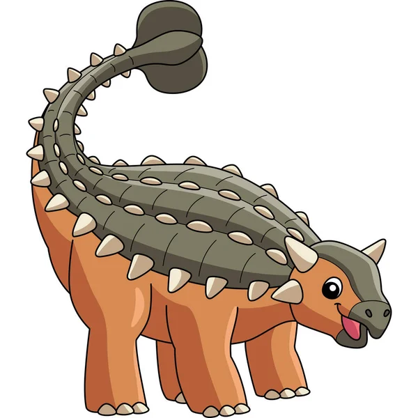 Ankylosaurus Dinosaurus Cartoon Gekleurde Clipart — Stockvector