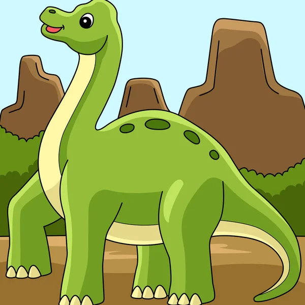 Brachiosaurus Dinosaur Animal Colored Cartoon — 스톡 벡터