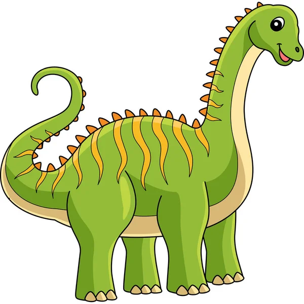 Diplodocus Dinosaure Caricature Couleur Clipart — Image vectorielle
