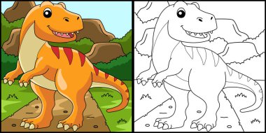 Tyrannosaurus Dinozor Renklendirme Sayfası İllüstrasyonu