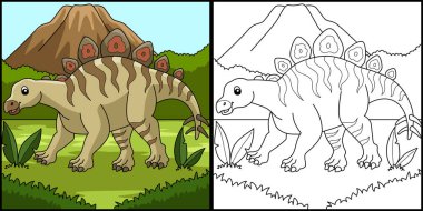 Hesperosaurus Dinosaur Coloring Page Illustration clipart