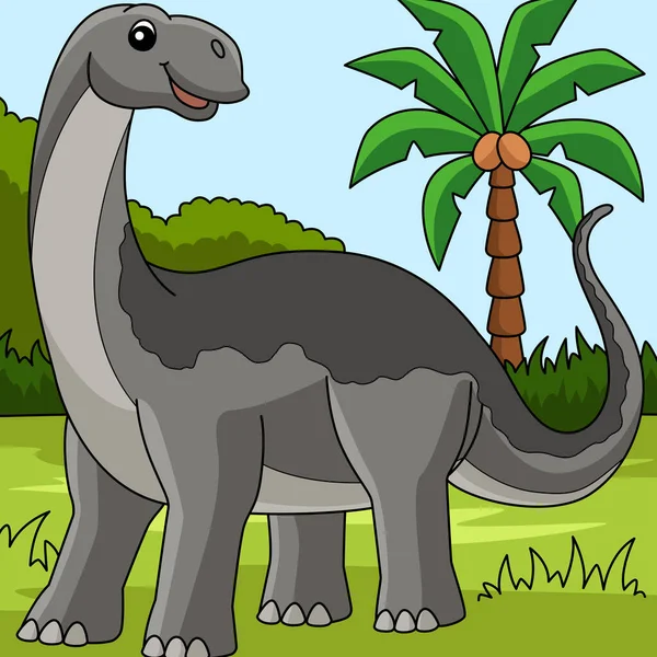 Jobaria Dinozaur kolorowe ilustracji kreskówki — Wektor stockowy