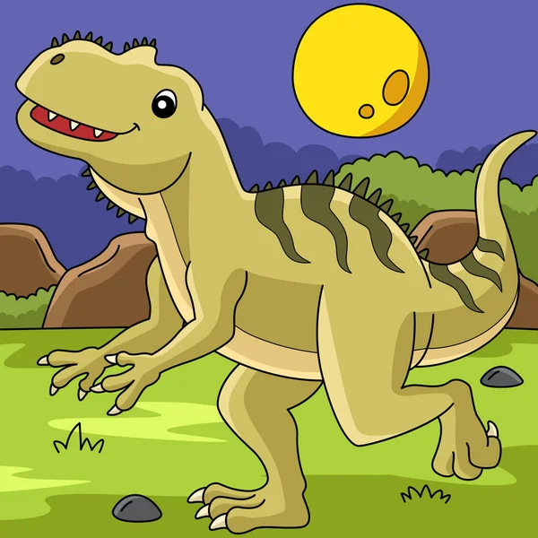 Κινούμενο σχέδιο με χρώματα Yangchuanosaurus Dinosaur — Διανυσματικό Αρχείο