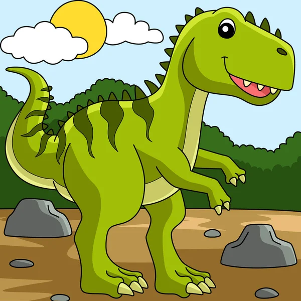 Giganotossauro dinossauro animal colorido desenhos animados — Vetor de Stock