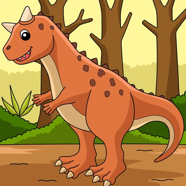 Цветной мультфильм Carnotaurus Diner — стоковый вектор
